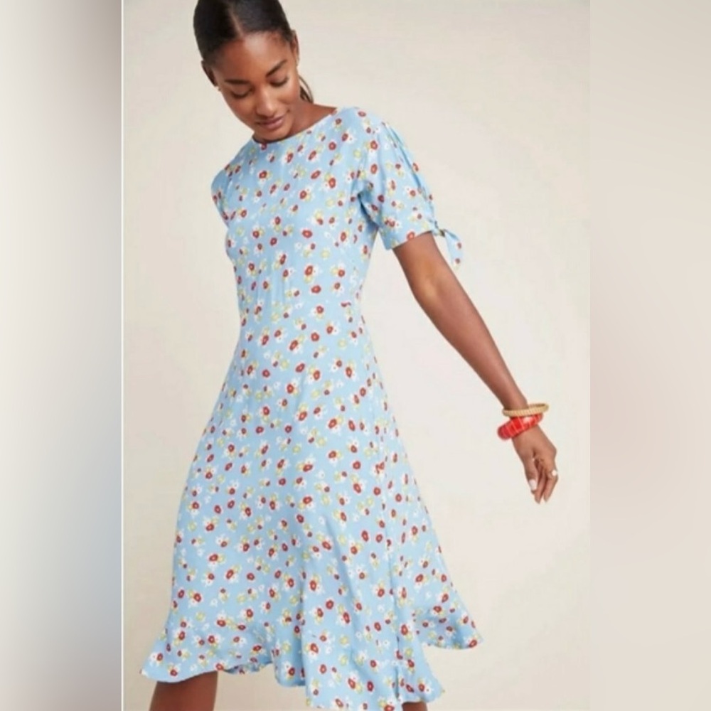 NWT FAITHFULL THE BRAND Emilia Jasmine Floral Blue Midi Dress